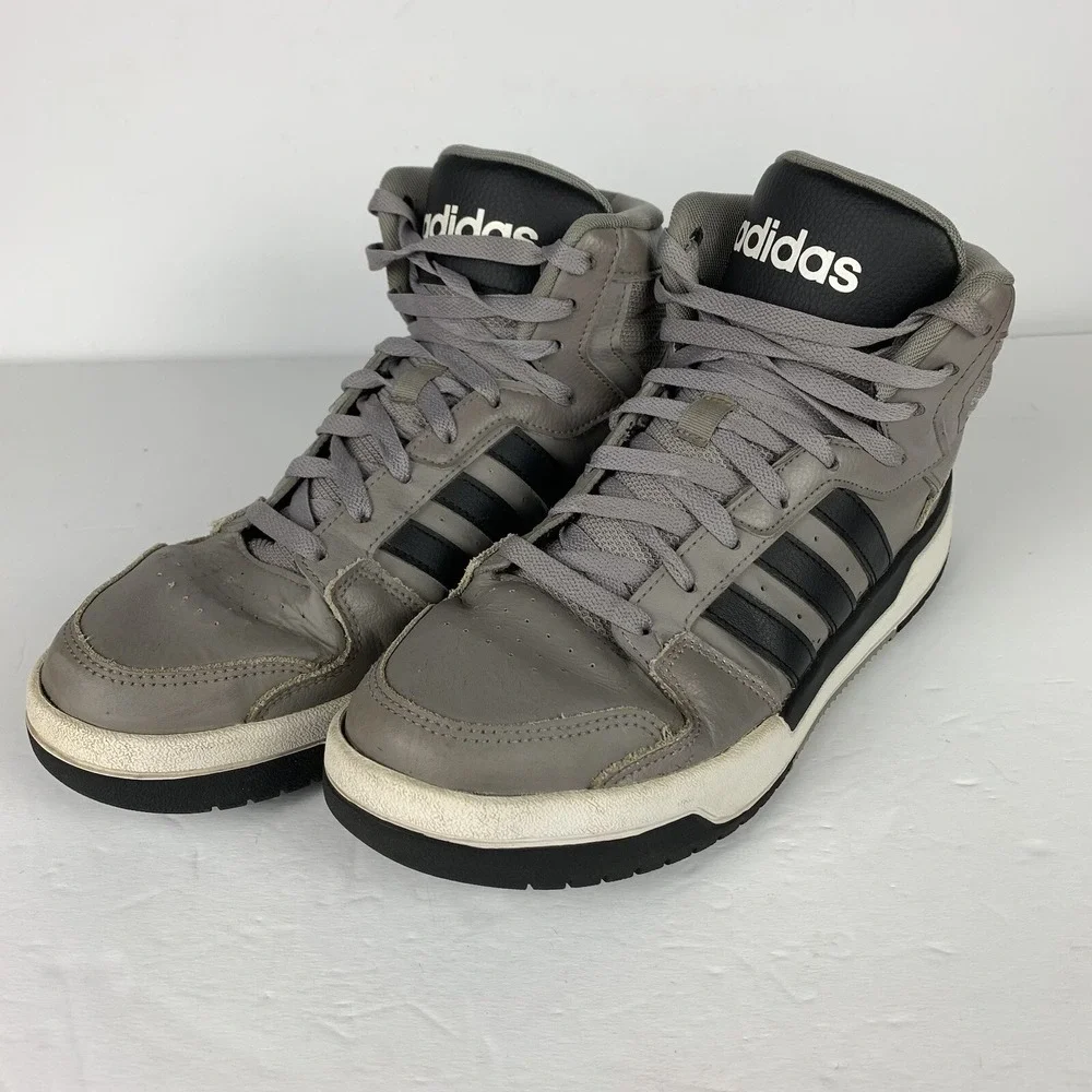 Adidas Entrap Mid Sneakers Gray & Black Basketball Shoes Ortholite Men's 9 READ‎